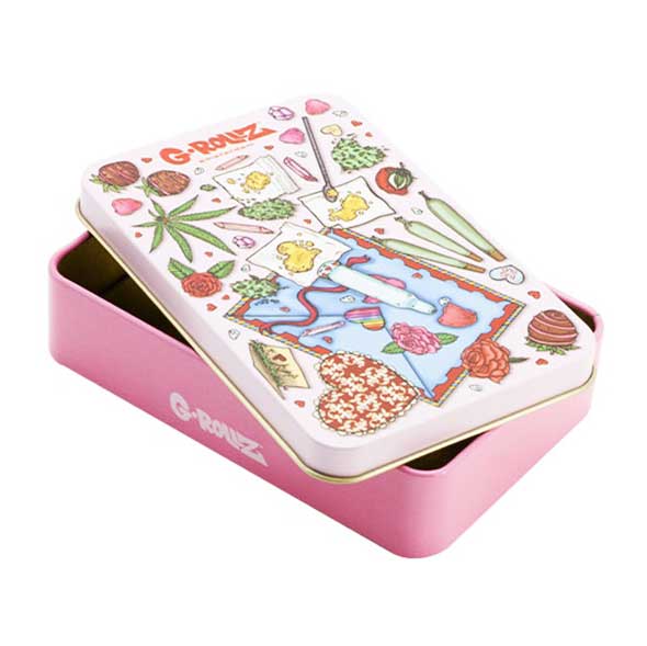 G-ROLLZ Large Storage Tin Box Metal Pink Picnic