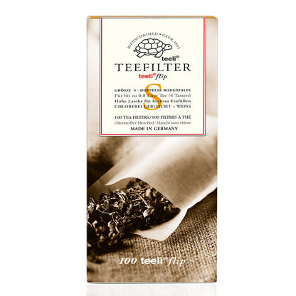 Teeli Flip S Papierteefilter 100 Stück Packung mit Lasche für Tassen