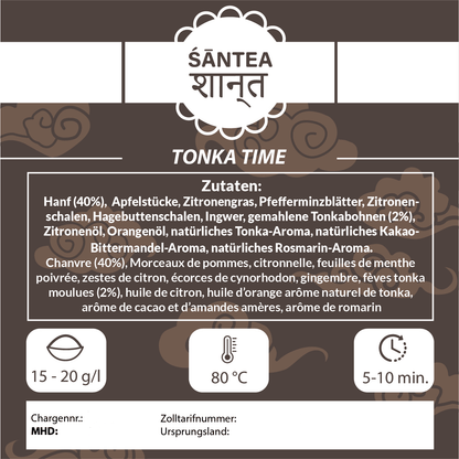 SANTEA Tonka Time Natur Hanfblütentee - 50g natürlicher Hanftee aus Luxemburg mit Tonkabohne und Kräutern