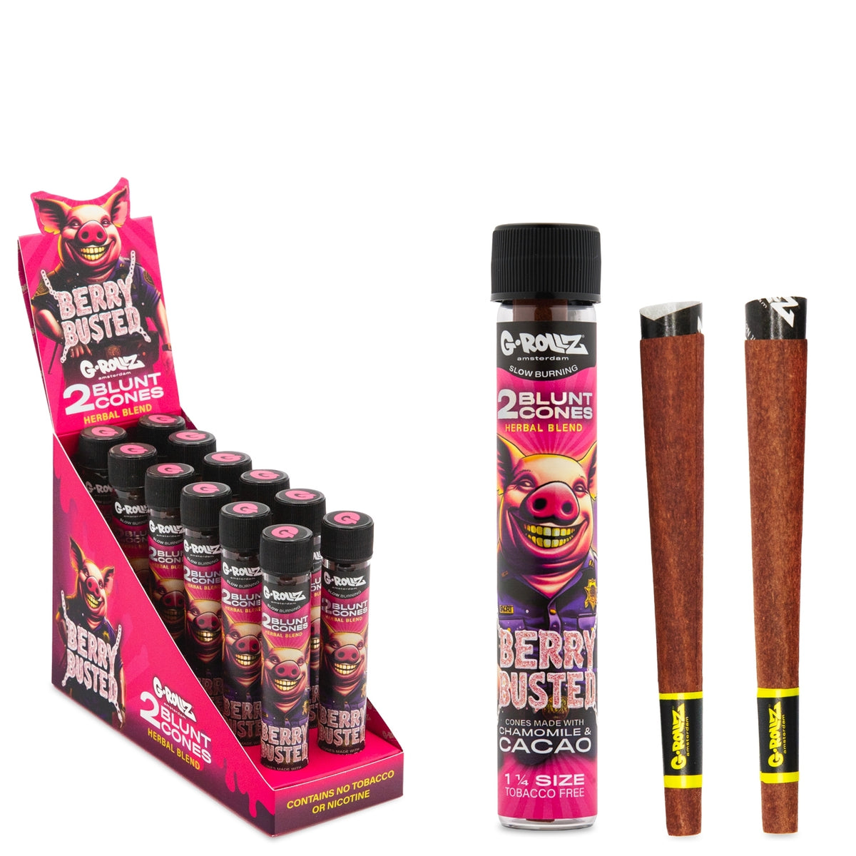 G-Rollz The Dog Terpene Infused Blunt Cones Berry Busted im luftdichten Glas