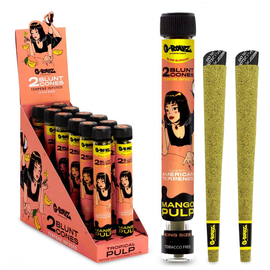 G-Rollz Mango Pulp Terpene Infused Blunt Cones im luftdichten Glas
