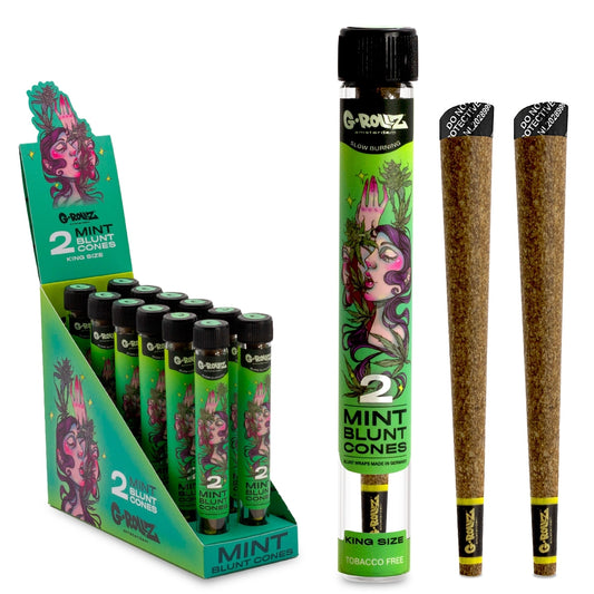 G-Rollz Mint Terpene Infused Blunt Cones im luftdichten Glas