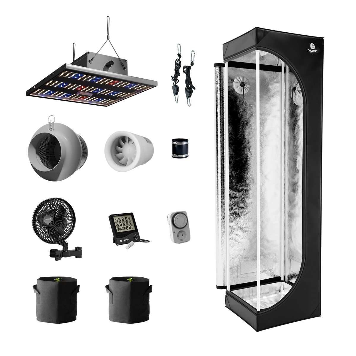 Bild-Alt-Text: Micro Mission XS 40x40x160 75W LED Growbox Komplettset Zeltset