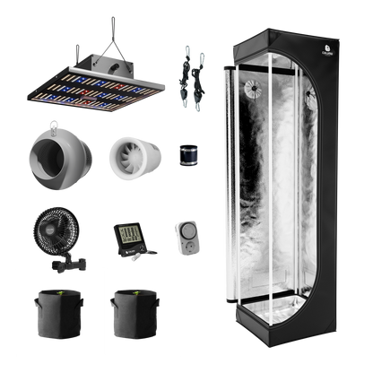 Bild-Alt-Text: Micro Mission XS 40x40x160 75W LED Growbox Komplettset Zeltset
