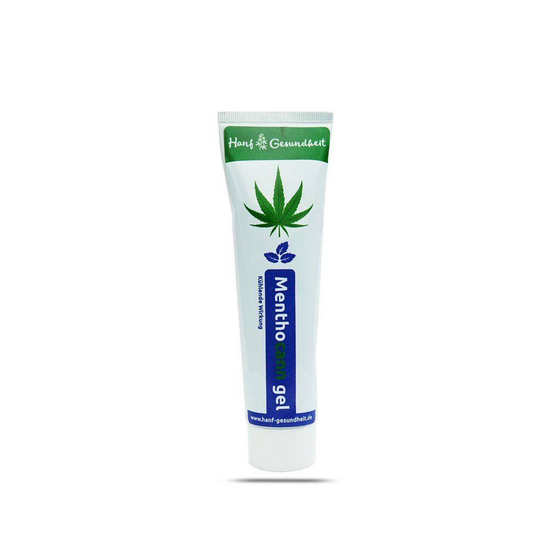 Menthocann Minze Gel, Hemp oil, Mint oil, Eucalyptus oil, cooling, regeneration,  support of healing, refreshment. Das Gel wirkt kühlend, erfrischend und entspannend.